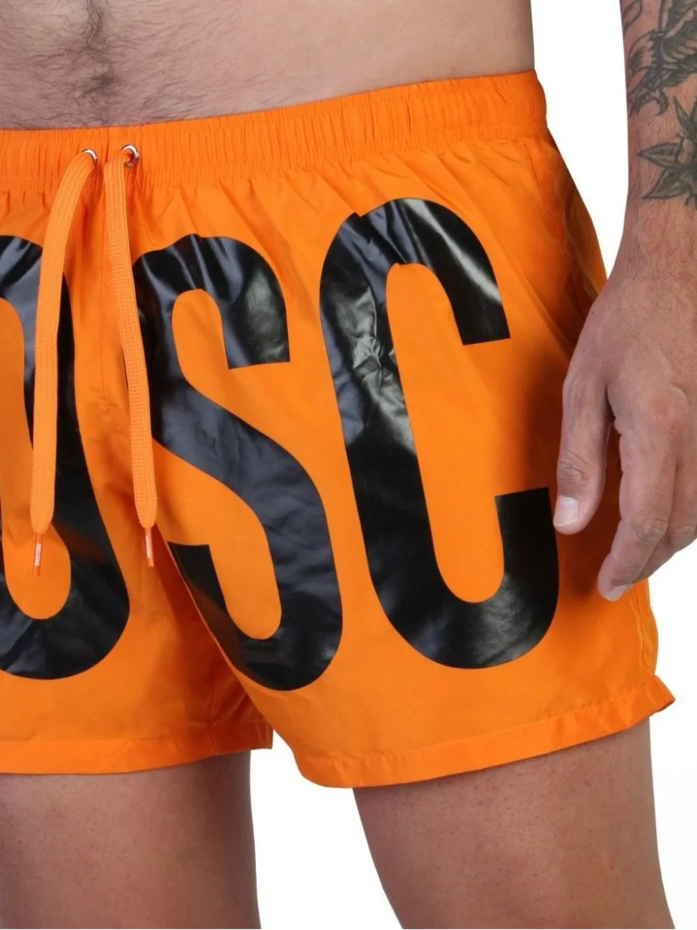 New! Moschino Neon Orange Logo Swim Shorts Oversized Graphic Beach Trunks🧡 M NWT